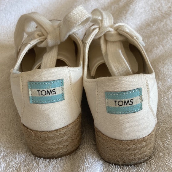 TOMS ivory platform canvas espadrilles sz 5.5 - Picture 8 of 8